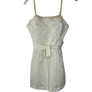 Vintage  50 60s‎ Gabar New York Creme Embroidered Floral Playsuit Swimsuit sz 14
